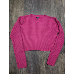 UK2LA Hot Pink Long Sleeve Crop Top Sweater Women's Size XL